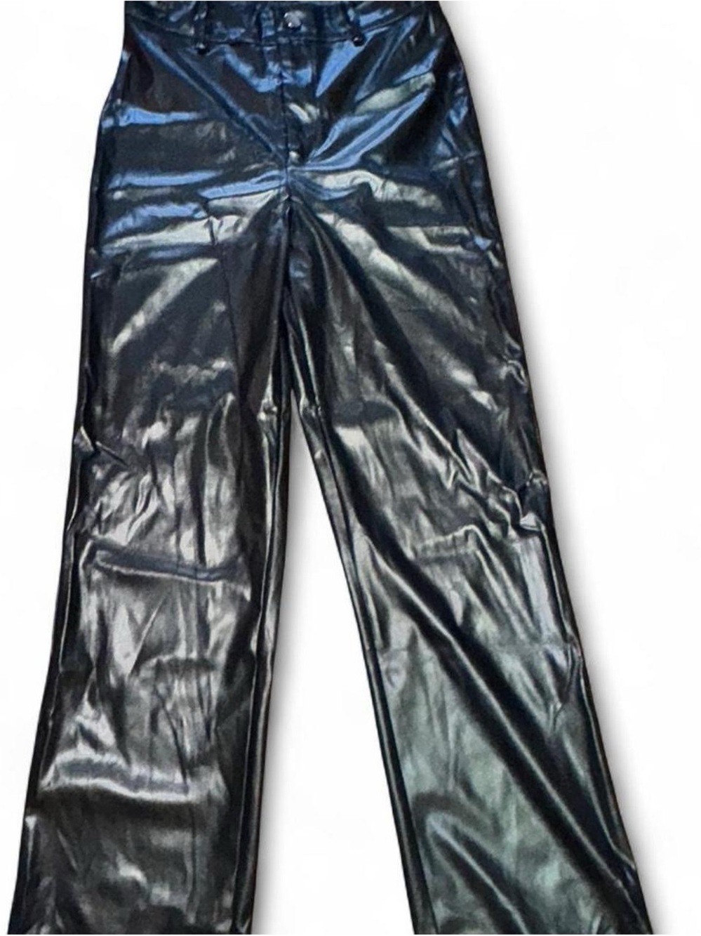 SHEIN Shiny Black Faux Leather Kids Pants